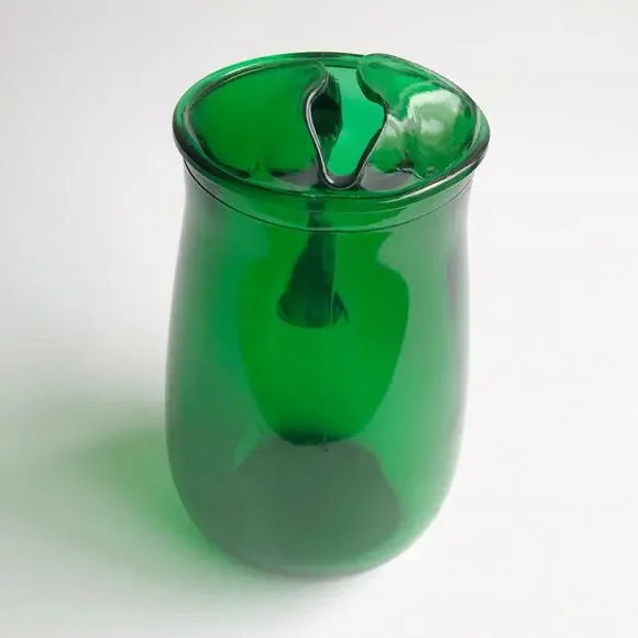 Vintage MCM Anchor Hocking Emerald Green Glass Water Pitcher 5 Cup Juice Drink - Picture 10 of 15